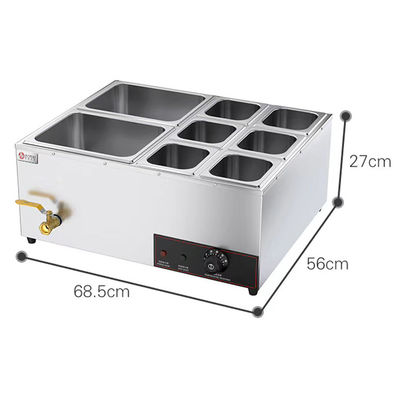 Aço inoxidável 6 Pan Banheiro Marie Buffet Elétrico aquecedor para indústria de serviços de alimentação
