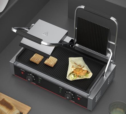 3600W Grill de contacto comercial de mesa em prata preta