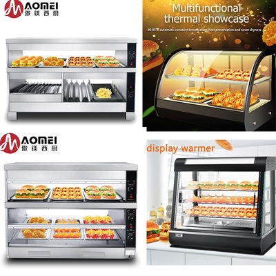 Display de aquecedor de alimentos elétrico de 2 camadas com regulação de temperatura para cozinhas comerciais