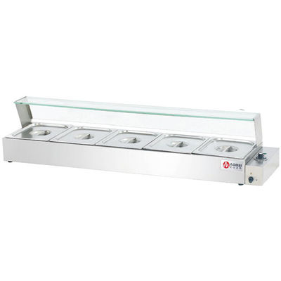 Hotel Buffet Equipamento de alimentação Cobertura de vidro de aço inoxidável Bain Marie elétrico para alimentos