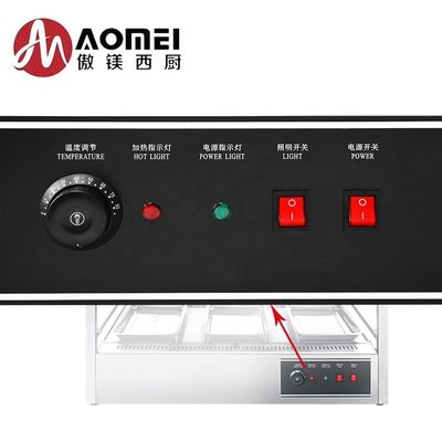 Display de aquecedor de alimentos térmico com temperatura controlada eléctrica aquecida com mesa de vidro