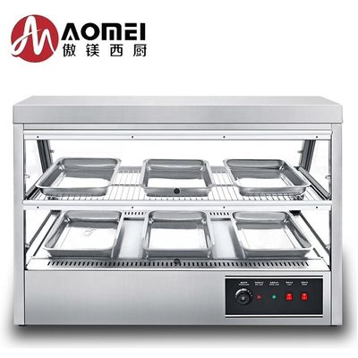 Display de aquecedor de alimentos térmico com temperatura controlada eléctrica aquecida com mesa de vidro