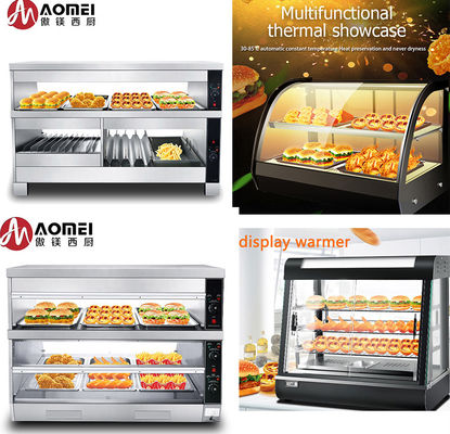 Display de aquecedor de alimentos térmico com temperatura controlada eléctrica aquecida com mesa de vidro