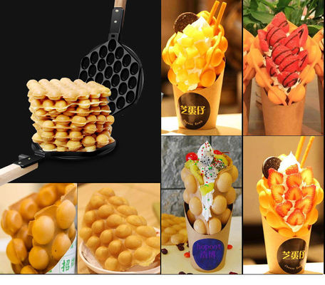 Máquina de Waffle de bolhas elétrica comercial de 220 V para Waffles de ovos belgas ao estilo de Hong Kong