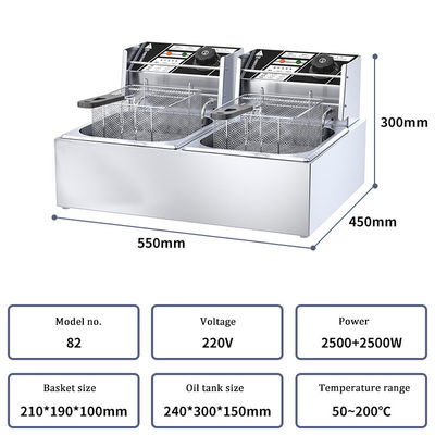 Hot Dog Fast Food 12L Deep Fryer com 2.5 2.5KW fonte de energia elétrica e 2 cestas