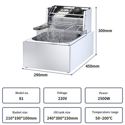 Hot Dog Fast Food 12L Deep Fryer com 2.5 2.5KW fonte de energia elétrica e 2 cestas