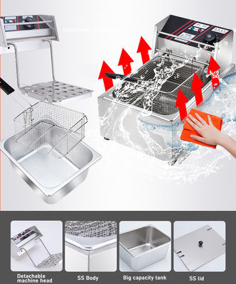 Hot Dog Fast Food 12L Deep Fryer com 2.5 2.5KW fonte de energia elétrica e 2 cestas
