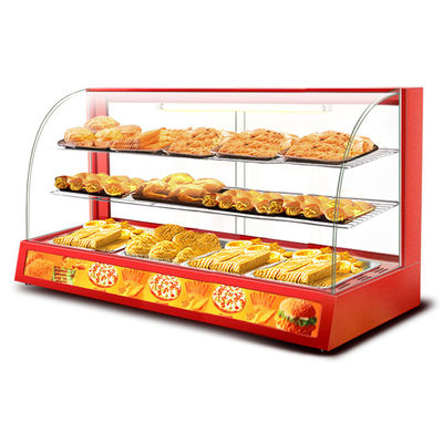 Vitrine de exposição de aquecedor de alimentos de vidro vermelho elétrico profissional com vidro endurecido