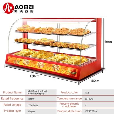Vitrine de exposição de aquecedor de alimentos de vidro vermelho elétrico profissional com vidro endurecido