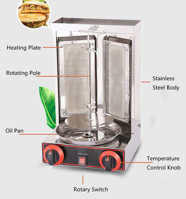 Máquina de Grelhar Shawarma a Gás de Aço Inoxidável para Frango Doner Kebab Automático