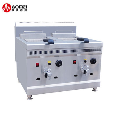 Máquina de fritura de gás industrial de grande profundidade de 18L com 2 tanques e 2 cestas