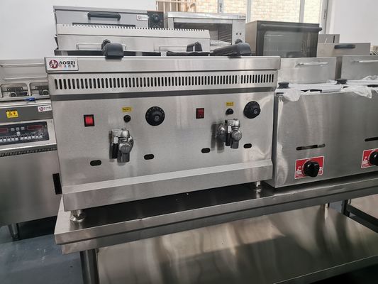 Máquina de fritura de gás industrial de grande profundidade de 18L com 2 tanques e 2 cestas