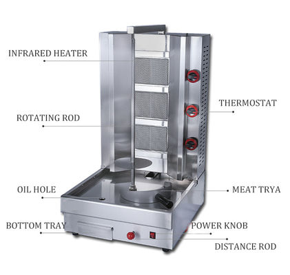 3 queimadores automático de frango Doner Kebab Shawarma Grill Equipamento máquina com frangos de corte