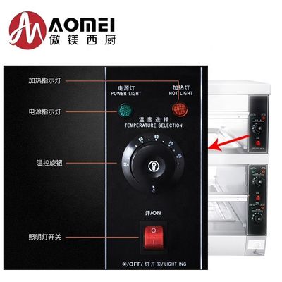 Vitrine de aquecimento de alimentos inoxidáveis elétricos com capacidade de 45 kg e temperatura ajustável