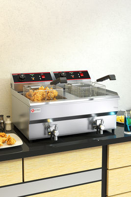 Aquecimento elétrico 2 tanque frigorífico para cozinha comercial para fazer batatas fritas