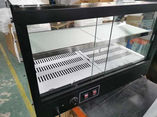 Vitrine de vidro curvo Restaurante Industrial Elétrico Loja de lanches 2 camadas Display de comida quente mais quente