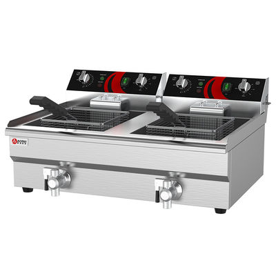 Máquina de fritura elétrica de depósito duplo de 12 litros, frigideira profunda com tamanho de cesta 210*220*120mm