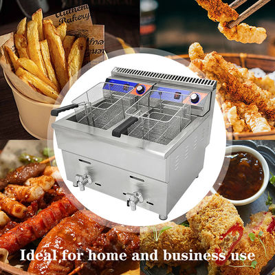 Máquina de fritura a gás de duplo tanque 220V para restaurante de fast food Fritadora de frango de aço inoxidável