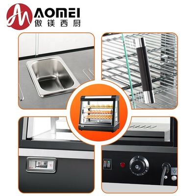Display de comida quente para cozinha comercial Merchandiser com portas deslizantes e capacidade de 28 kg