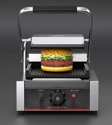 Máquina de Panini de Sandwich Grilhado elétrico comercial com Grelha Superior 215*215mm