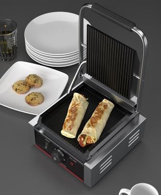 Máquina de Panini de Sandwich Grilhado elétrico comercial com Grelha Superior 215*215mm
