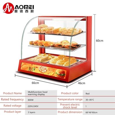 Exibição comercial de alimentos de aço inoxidável aquecedor com 3 camadas e fácil operação