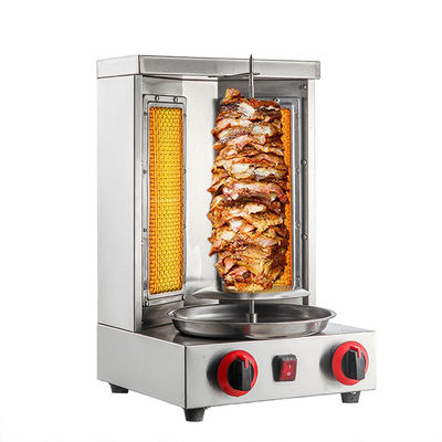 2 queimadores de gás comercial usado rotativo Mini Shawarma Doner Kebab Grill Machine para GLP / GNL