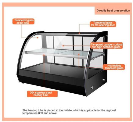 Fast Food Alimentos Elétricos aquecedor de exibição Pastelaria Vitrine com 220V 250W Voltagem Personalizar
