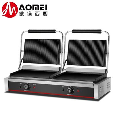 Grelha de Panini de aço inoxidável 220V para Sandwich Hamburger Sandwich Press