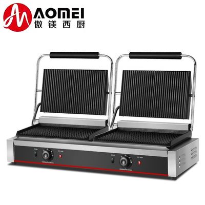 Grelha de Panini de aço inoxidável 220V para Sandwich Hamburger Sandwich Press