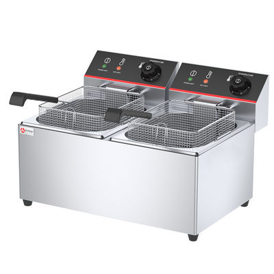 8L Dual Tanks Countertop Deep Fryer Para Fritagem Elétrica de Batata