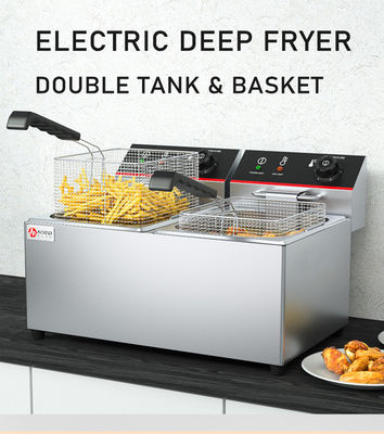 8L Dual Tanks Countertop Deep Fryer Para Fritagem Elétrica de Batata