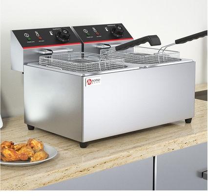 8L Dual Tanks Countertop Deep Fryer Para Fritagem Elétrica de Batata