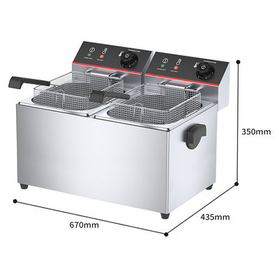 670*435*350mm Fritas Elétricas para Lojas de Alimentos Tanques Duplos 11L*2 Caixa Industrial