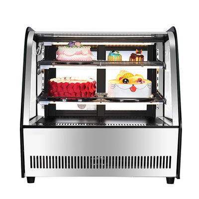 Vitrine de refrigeração de bolo de aço inoxidável com tela de vidro e faixa de temperatura de 2-8