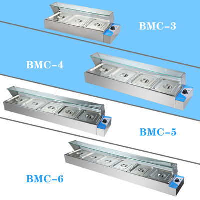 Buffet de fast food eléctrico Bain Marie com material de aço inoxidável a 1440 * 350 * 305mm