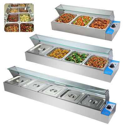 270*330*100mm Pan Tamanho 220V Cobre de vidro Bain Marie com 3/4/5/6 Placas Profissional