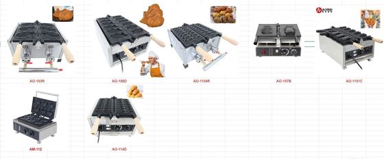 Fabricante de Waffle de Ovo Elétrico Comercial Sem Adesivo com Formas de Caranguejo e Animais Cartoon 110/220 Voltage