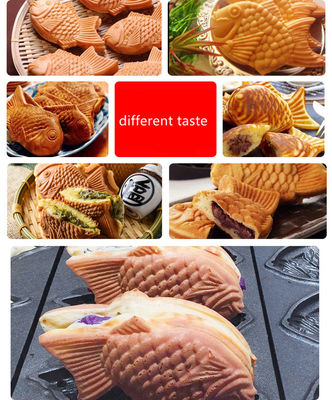 Torta de peixe coreana fabricante de waffle Taiyaki elétrico comercial com 18 kg de aço inoxidável