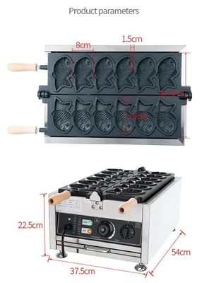 Torta de peixe coreana fabricante de waffle Taiyaki elétrico comercial com 18 kg de aço inoxidável
