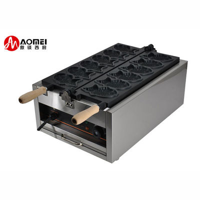 Máquina de fazer Taiyaki de aço inoxidável para equipamentos de lanches e tamanho de peixe 128x8x78mm