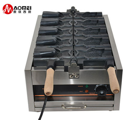 Máquina de fazer Taiyaki de aço inoxidável para equipamentos de lanches e tamanho de peixe 128x8x78mm