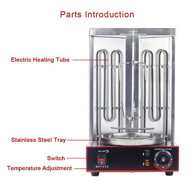 2 Queimadores Rotisserie Vertical Elétrico Broiler de Frango para Produção Automática de Carne
