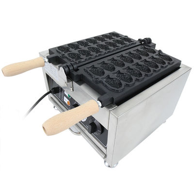Máquina elétrica Taiyaki de aço inoxidável para equipamentos de lanches em forma de peixe 380x380x245mm