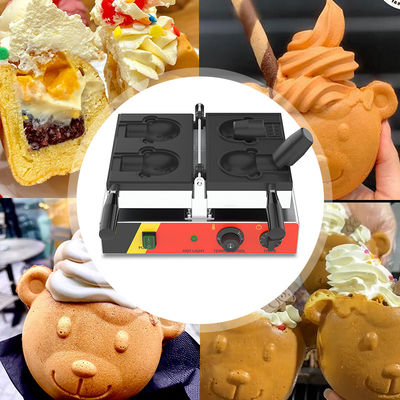 Máquina de Waffle Elétrica de 400*300*200mm para Sancks Mouth Open Bear Shape Taiyaki Ice Cream