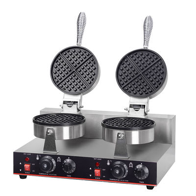 Commercial 2 Placas Elétrico Não-aderente Waffle Maker com anti-escaldar Manopla e 220V