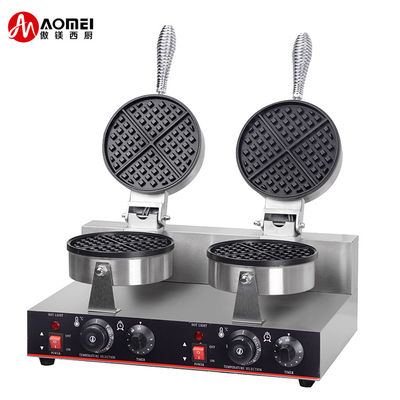 Commercial 2 Placas Elétrico Não-aderente Waffle Maker com anti-escaldar Manopla e 220V
