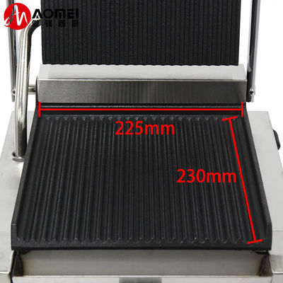 Grelha de pressão Panini de aço inoxidável de cabeça única Sandwich Grill de contacto elétrico comercial