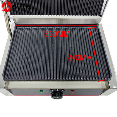 Grelha elétrica de contacto de 220v com placas de ranhuras completas e colector de óleo desmontável
