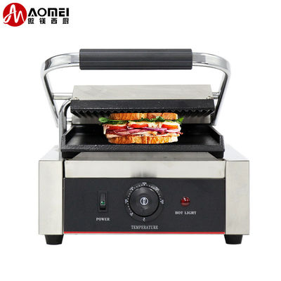 Pressão Panini de aço inoxidável revestida com placas planas de parte superior e inferior com ranhuras